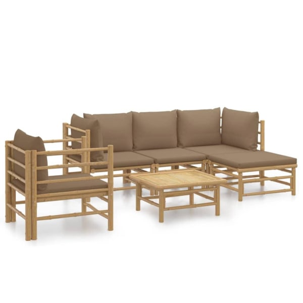 vidaXL Loungegrupp 6 delar taupe dynor bambu Brun