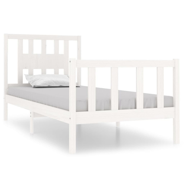 vidaXL Sängram vit massivt trä 90x190 cm Vit