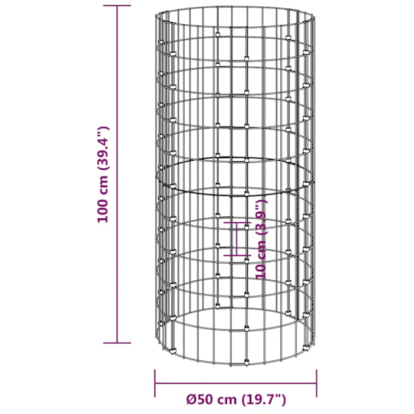 vidaXL Kompost Ø50x100 cm galvaniserat stål Silver