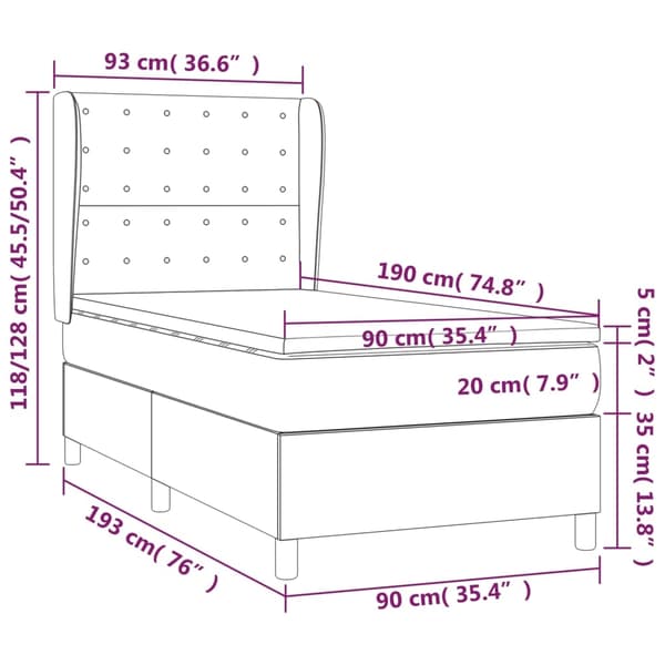 vidaXL Ramsäng med madrass blå 90x190 cm tyg Blå