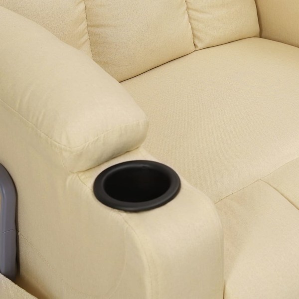 vidaXL Massagefåtölj med uppresningshjälp gräddvit tyg Creme