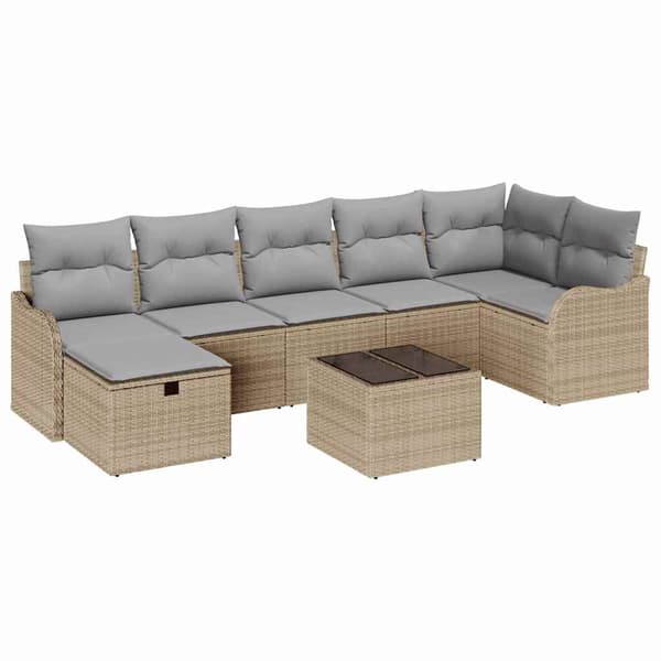 vidaXL Soffset 8 st Beige och Ljusgrå konstrotting Beige