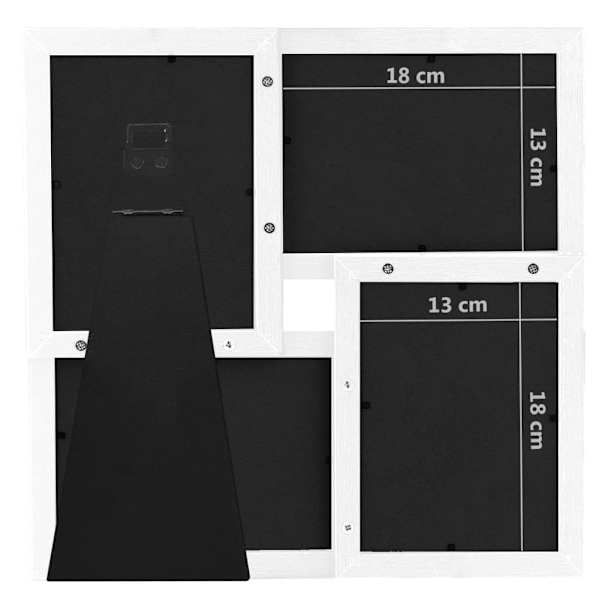 vidaXL Fotoram för 4x(13x18 cm) bilder vit MDF Vit