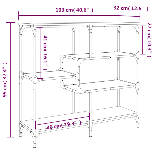 vidaXL Avlastningsbord rökfärgad ek 103x32x95 cm konstruerat trä Brun