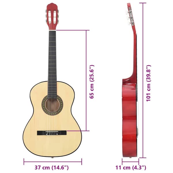 vidaXL Gitarr för nybörjare klassisk 4/4 39" amerikansk lind Brun