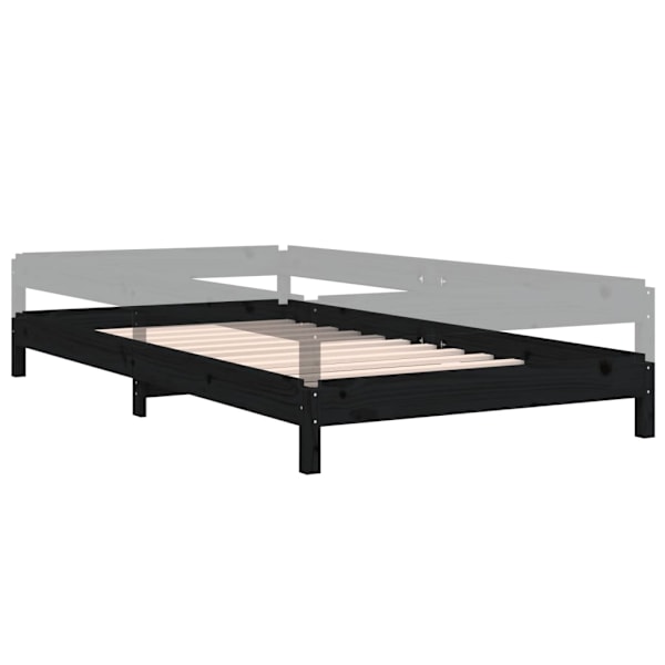 vidaXL Stapelbar säng svart 80x200 cm massivt furuträ Svart