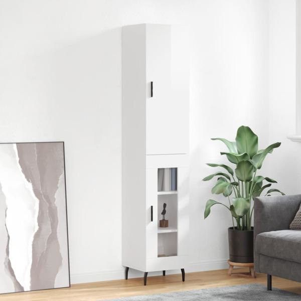 vidaXL Högskåp vit högglans 34,5x34x180 cm konstruerat trä Vit