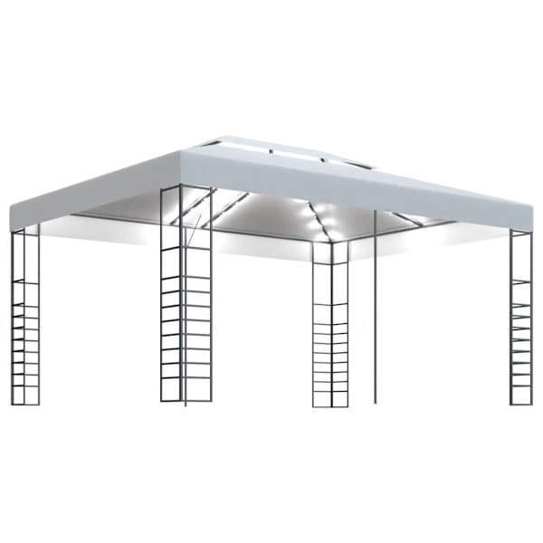 vidaXL Paviljong med ljusslinga LED 4x3x2,7 m vit Vit