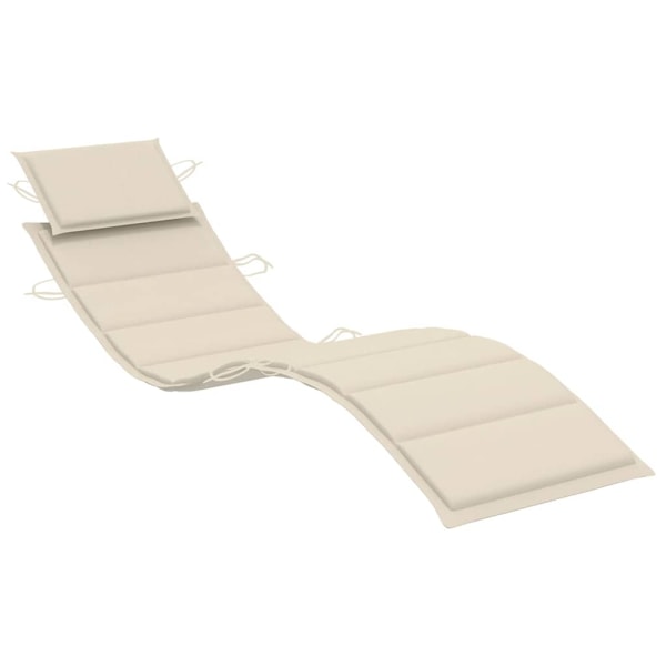 vidaXL Solsäng med bord och dyna massivt akaciaträ Creme