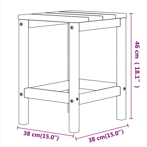 vidaXL Adirondack bord antracit 38x38x46 cm HDPE Antracit