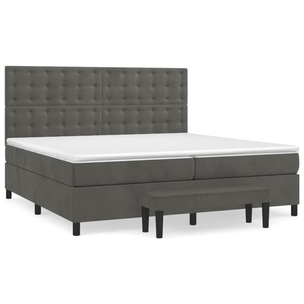 vidaXL Ramsäng med madrass mörkgrå 200x200 cm sammet Grå