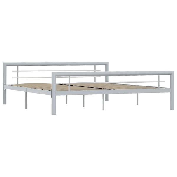 vidaXL Sängram grå och vit metall 180x200 cm grå