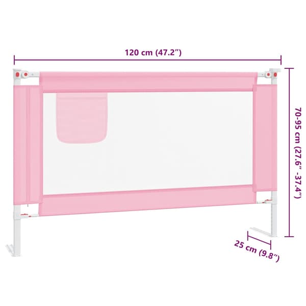 vidaXL Sängskena för barn rosa 120x25 cm tyg Rosa