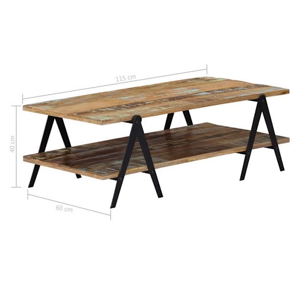 vidaXL Soffbord 115x60x40 cm massivt återvunnet trä multifärg