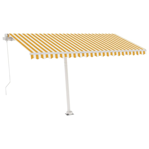 vidaXL Fristående markis manuellt infällbar 450x300 cm gul/vit Gul