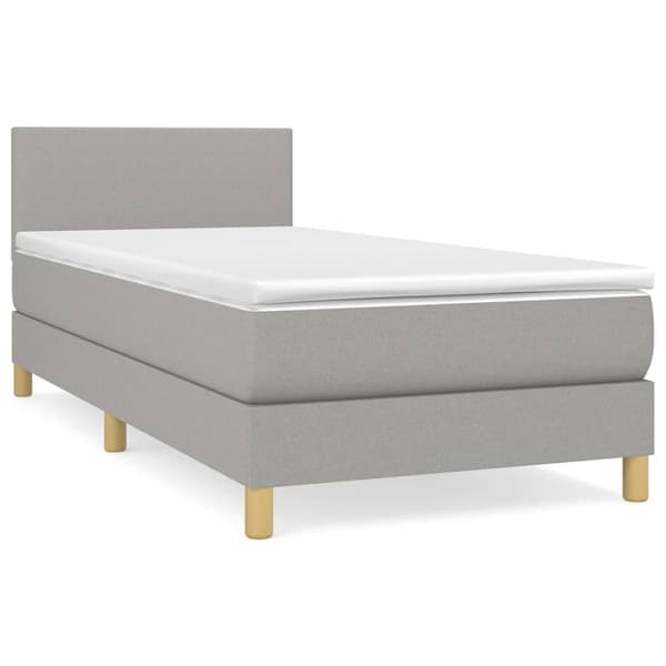 vidaXL Ramsäng med madrass ljusgrå 90x190 cm tyg Grå