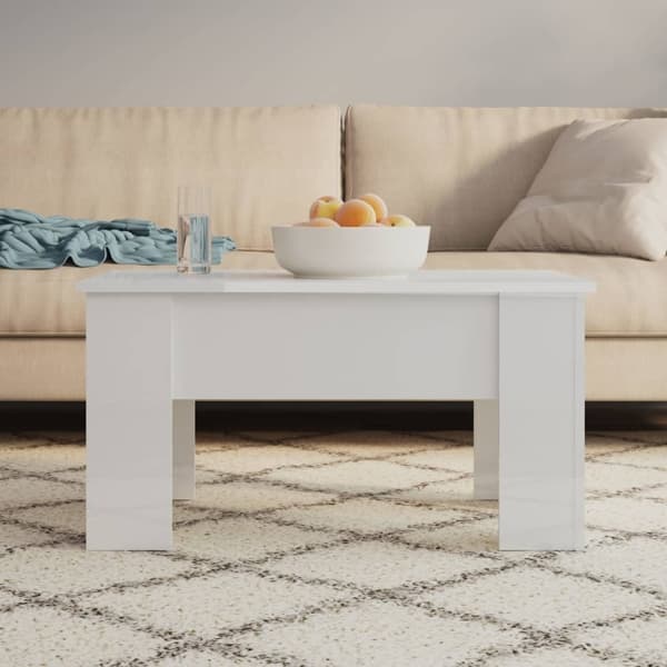 vidaXL Soffbord vit högglans 79x49x41 cm konstruerat trä Vit