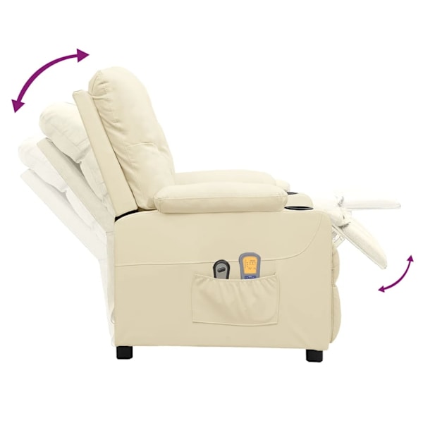 vidaXL Elektrisk massagefåtölj gräddvit konstläder Kräm