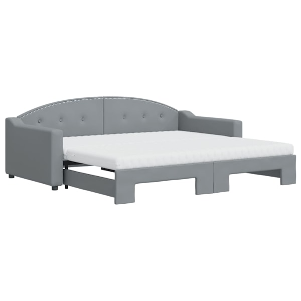 vidaXL Dagbädd med extrabädd och madrasser ljusgrå 90x190 cm tyg Grå