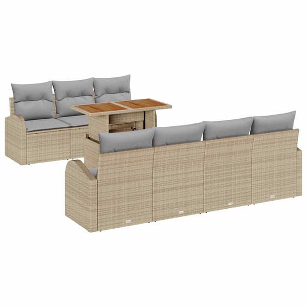 vidaXL Trädgårdsoffset med lagring 8 pcs Beige Poly rattan Beige