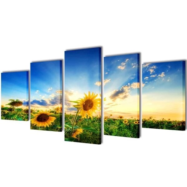 vidaXL Uppsättning väggbonader på duk: solros 200 x 100 cm multifärg