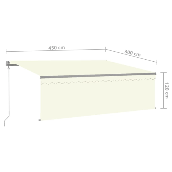 vidaXL Automatisk markis med rullgardin 4,5x3m gräddvit Creme