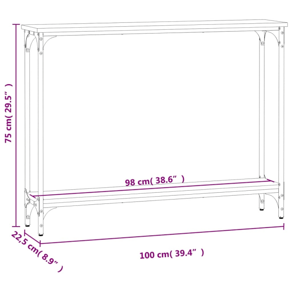 vidaXL Konsolbord svart 100x22,5x75 cm konstruerat trä Svart