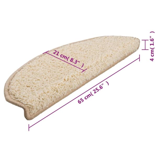 vidaXL 15 st Trappstegsmattor gräddvit 65x25 cm Creme