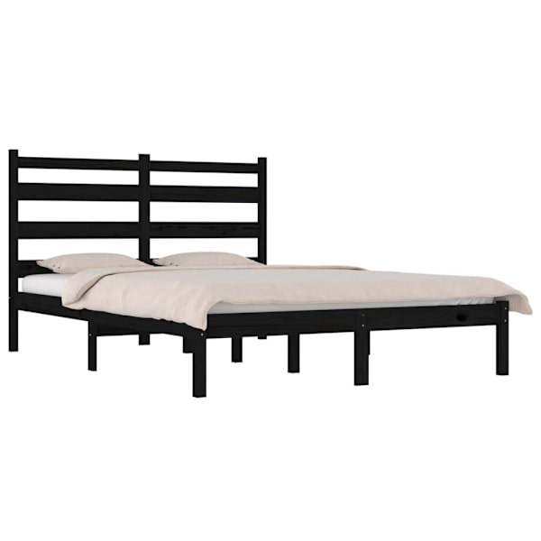 vidaXL Sängram svart massiv furu 200x200 cm Svart