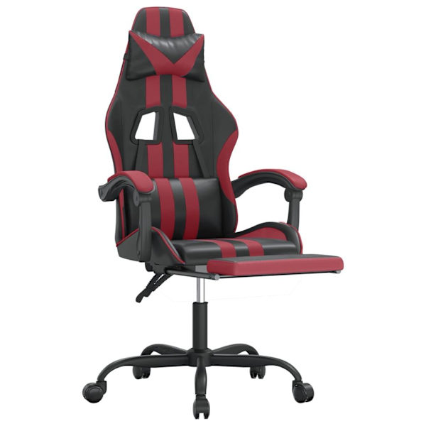 vidaXL Gamingstol med fotstöd svart och vinröd konstläder Svart
