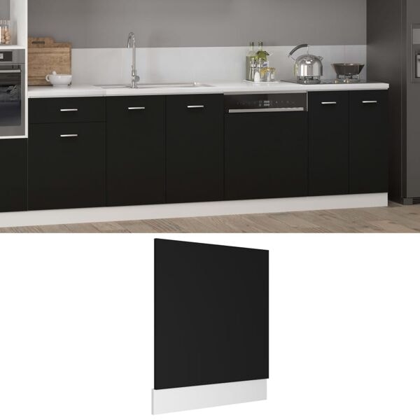 vidaXL Front för diskmaskin “Lyon” svart 59,5x3x67 cm konstruerat trä Svart