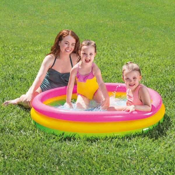 INTEX Uppblåsbar pool Sunset 3 ringar 114x25 cm Flerfärgsdesign