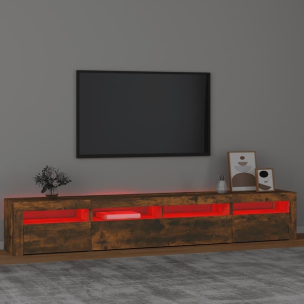 vidaXL Tv-bänk med LED-belysning rökfärgad ek 240x35x40 cm Brun