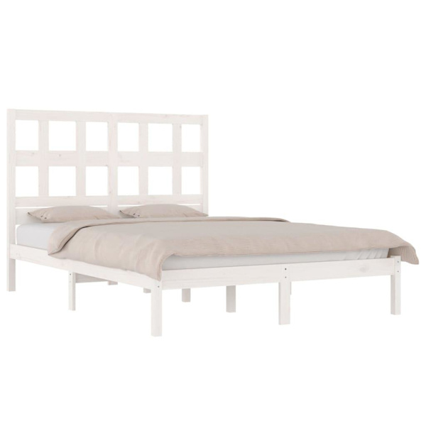vidaXL Sängram vit massiv furu 120x200 cm enkelsäng Vit