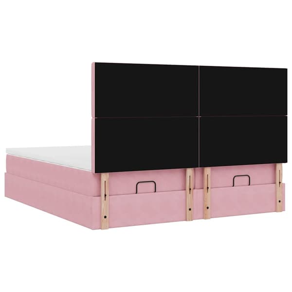 vidaXL Ottoman sängram med madrasser rosa 180x200 cm sammet Rosa