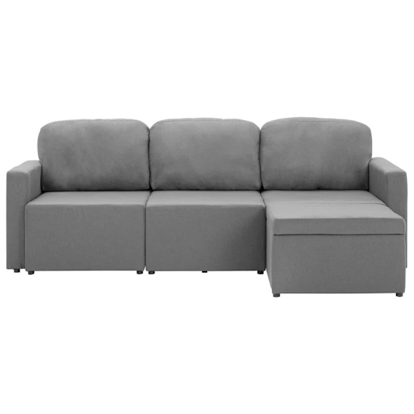 vidaXL Bäddsoffa modulär 3-sits ljusgrå tyg grå