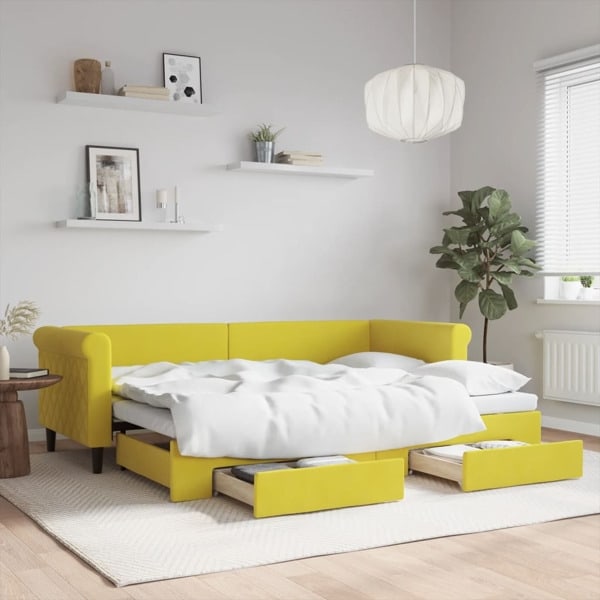 vidaXL Dagbädd utdragbar med lådor gul 80x200 cm sammet Gul