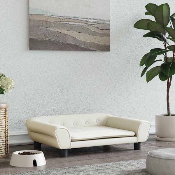 vidaXL Hundbädd gräddvit 70x48x22 cm sammet Kräm