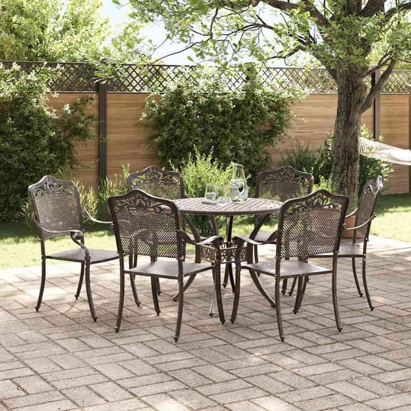 vidaXL Trädgårdsmöbelset 7 pcs Brons Aluminium Brons
