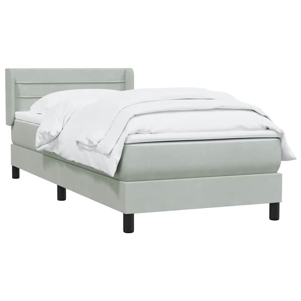 vidaXL Ramsäng med madrass ljusgrå 80x220 cm sammet Grå