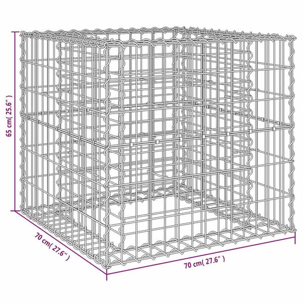 vidaXL Gabionkorg silver 70x70x65 cm galvaniserat järn Silver