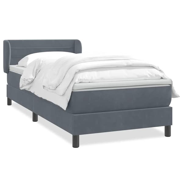 vidaXL Ramsäng med madrass mörkgrå 80x210 cm sammet Grå
