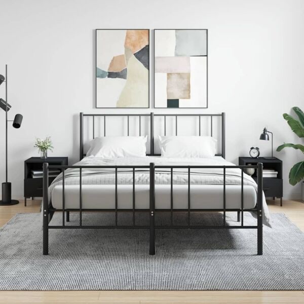 vidaXL Sängbord 2 st svart 40x35x47,5 cm konstruerat trä Svart
