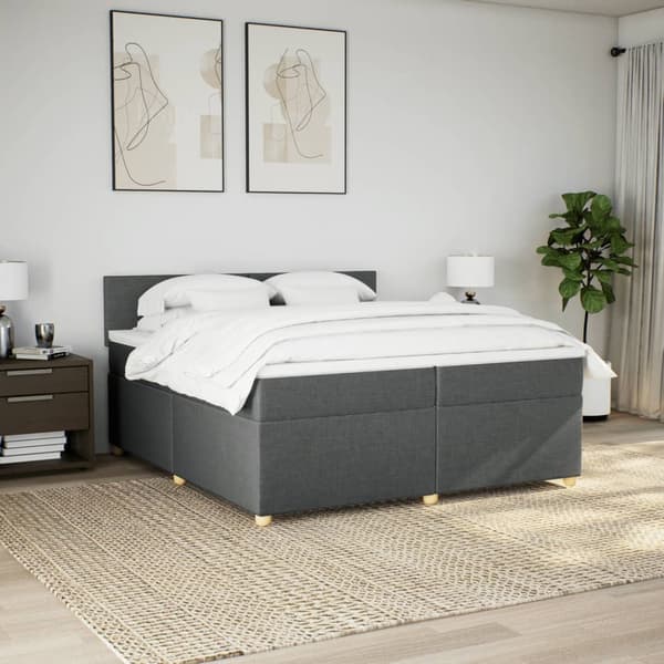vidaXL Ramsäng med madrass mörkgrå 200x200 cm tyg Grå