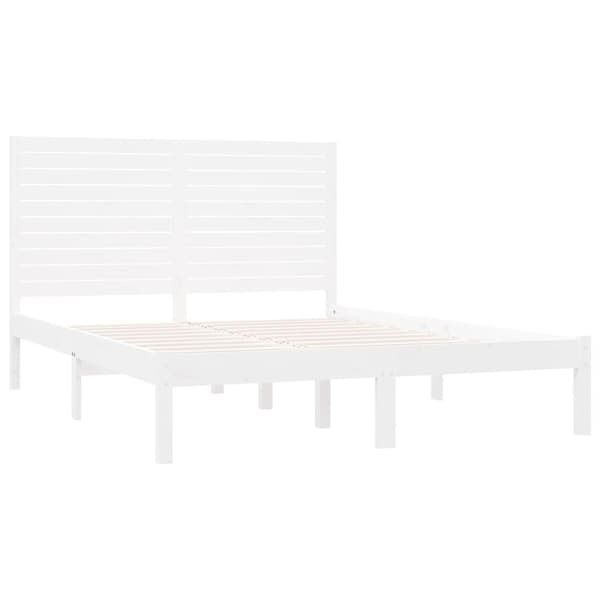 vidaXL Sängram vit massivt trä 150x200 cm Vit