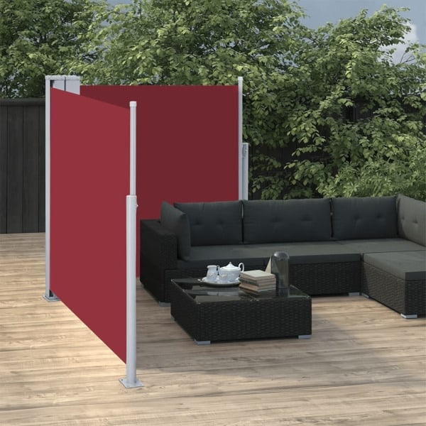 vidaXL Infällbar sidomarkis röd 100x600 cm Röd