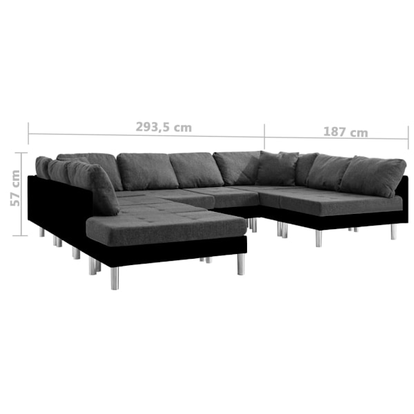 vidaXL Modulsoffa konstläder svart Svart