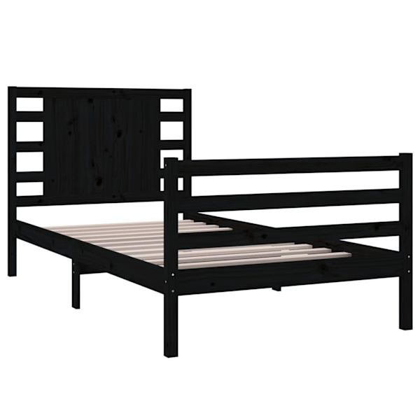 vidaXL Sängram svart massiv furu 90x200 cm Svart
