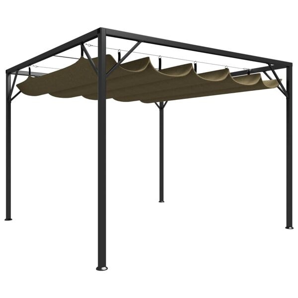 vidaXL Paviljong med infällbart tak 3x3 m taupe 180 g/m² Taupe