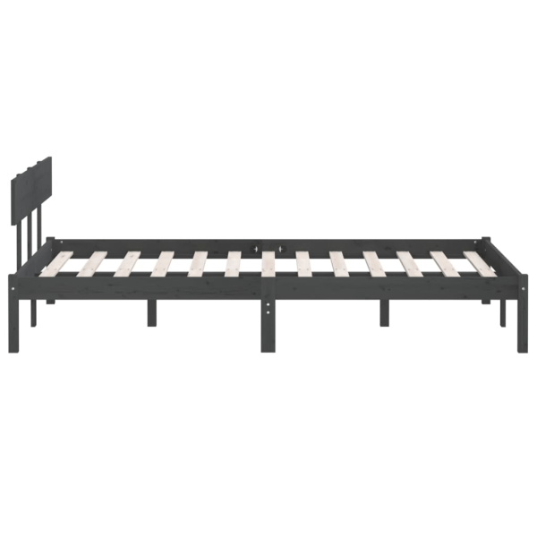vidaXL Sängram grå massiv furu 160x200 cm grå